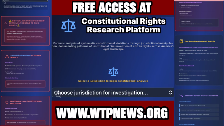 Constitutional Rights Legal Research Tool map showing stop‑and‑ID, § 1983, First Amendment protections across U.S. jurisdictions.