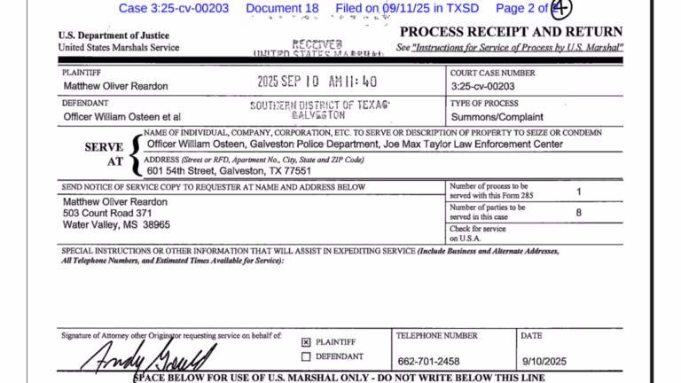 Service Summons Osteen 1